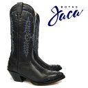 Jaca/ハカ Botas Jacaは、1942年以来続くメキシコの最高峰ウエスタンブーツブランドです。 上質な革の質感と、レースや刺繍による繊細なステッチワークの美しさが特徴です。 多くの海外セレブの定番ウエスタンブーツ♪ 【Jaca/ハカ】一覧はこちら 送料について ＜送料無料の場合＞北海道・一部離島沖縄 900円(税込)1,200円(税込) 送料の詳細はこちら【WESTERN BOOTS / COW BOY BOOTS】 Botas Jacaは、1942年以来続くメキシコの最高峰ウエスタンブーツブランドです。上質な革の質感と、レースや刺繍による繊細なステッチワークの美しさが特徴です。 【型番】1278 【MODEL】LADY B.HALF VAMP 13" TUBE K 【COLOR】BLACK GLACE 【LAST】08 【HEEL】ZARA 【APPL】BLACK IM.GL.AUS.OSTR 【LEATHER】本革 【SOLE】本革＆ラバー 【製法】グッドイヤー・ウェルト 英国人"グッドイヤー"が発明した靴製造法。機械を使った製法としてはもっとも古く手間のかかるため 高級靴にのみ使用されている製法。アッパーとミッドソールをウェルトと呼ばれる細い革とともに縫い合わせるところが最大の特徴。型崩れがしにくく歩きやすいのがこの製法の魅力です。 【原産国】メキシコ 【CAUTION】 ※使われた革の部分によって質感の異なる場合やシワやキズがある場合がございます。これらは商品の特性上のものですのであらかじめご了承ください。