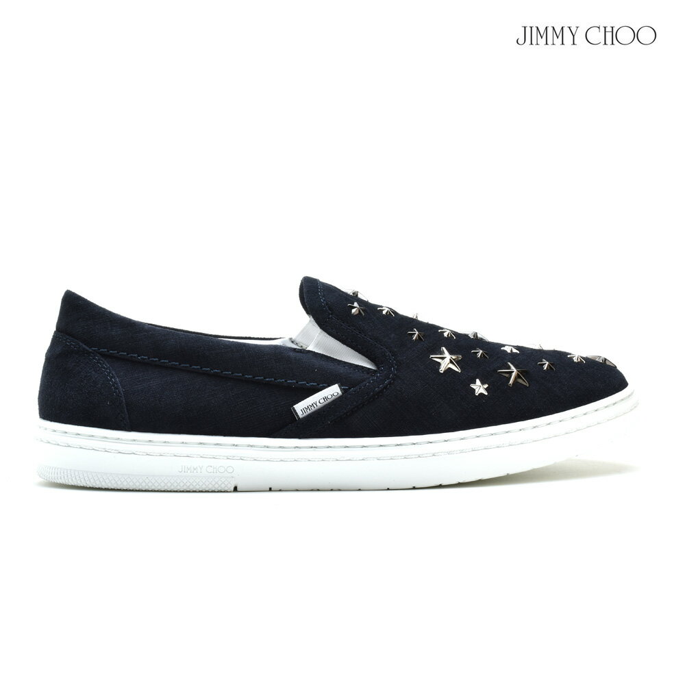 ジミーチュウ JIMMY CHOO GROVE IME/NAVY/SILVER GUN. MET. MIX スタースタッズ ローカット スニーカー スリッポン ネイビー 紺色 メンズ【送料無料】