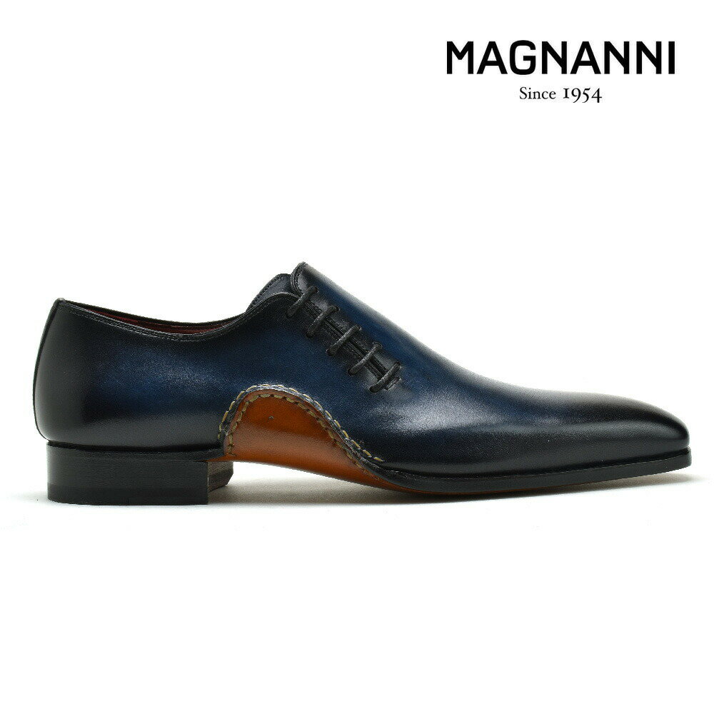 マグナーニ ドレスシューズ メンズ ビジネスシューズ オパンカ製法 サイドレース 革靴 ネイビー MAGNANNI【送料無料】