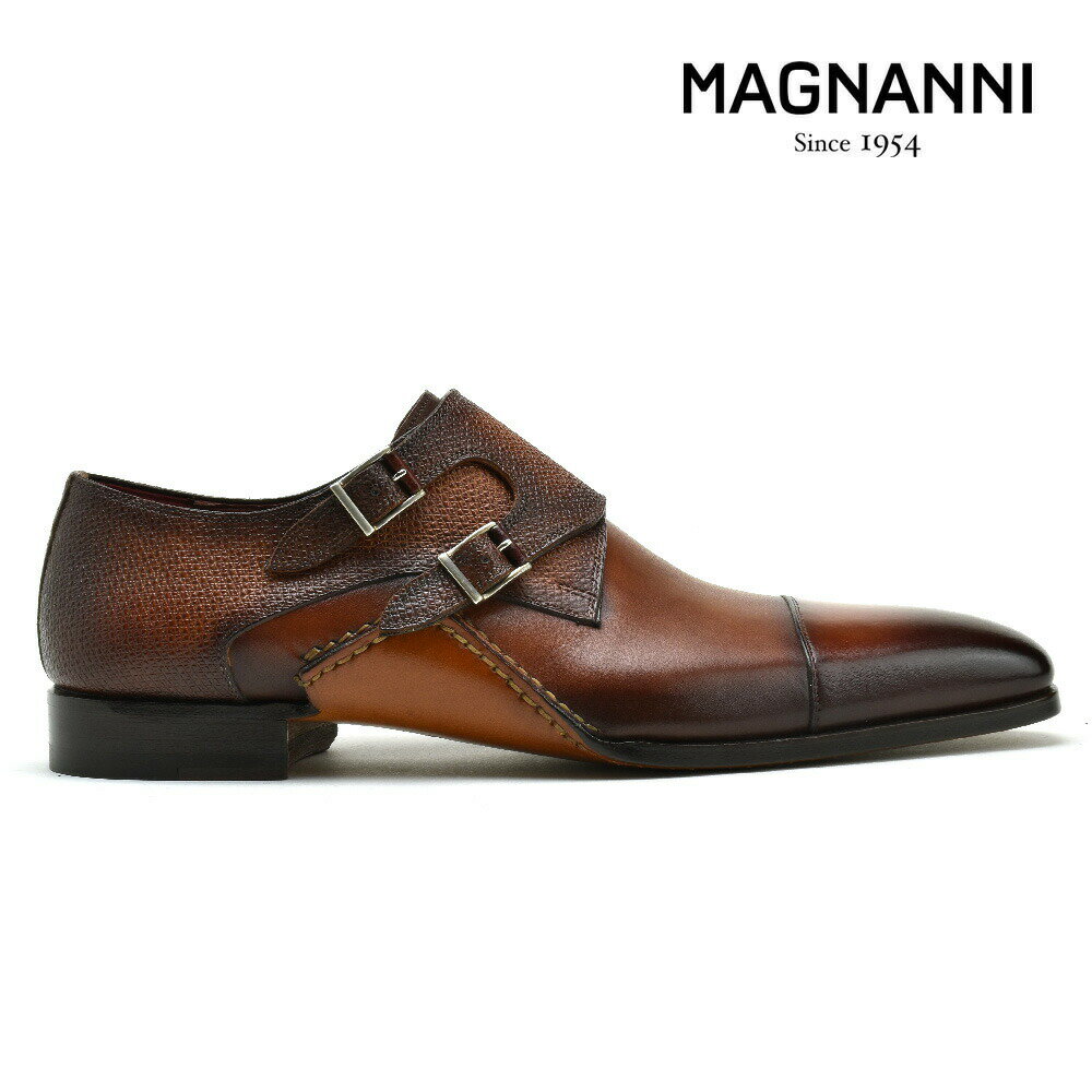 マグナーニ ドレスシューズ メンズ ビジネスシューズ ダブルモンク オパンカ製法 革靴 コニャック MAGNANNI【送料無料】