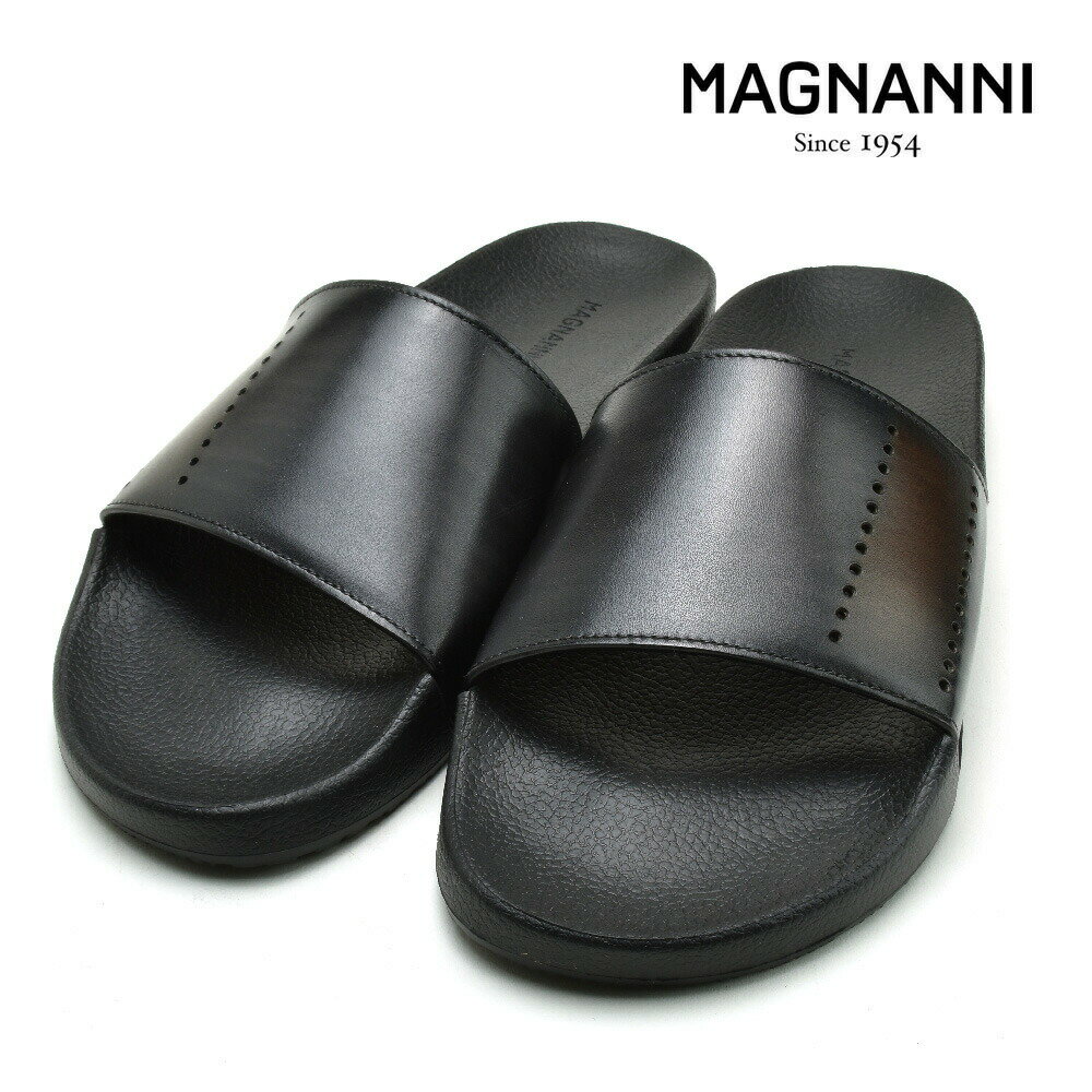 マグナーニ サンダル メンズ レザーサンダル ブラック系 MAGNANNI SLIDE SANDAL GRIS【送料無料】