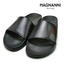 【お買い物マラソンSALE】マグナーニ サンダル メンズ レザーサンダル ブラック系 MAGNANNI SLIDE SANDAL GRIS【送料無料】