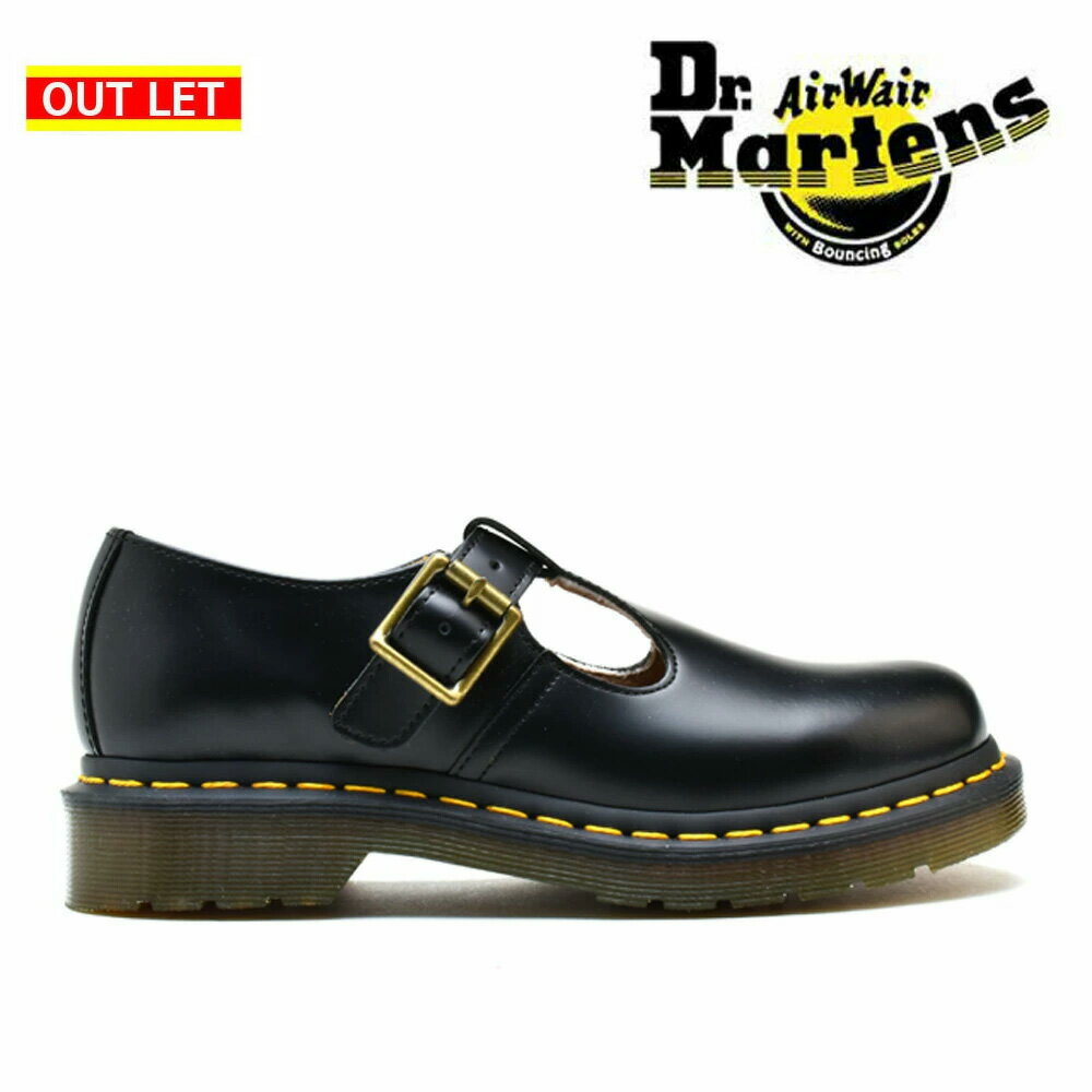 【アウトレット】【右足金具外れ】【返品・交換不可】ドクターマーチン Dr.MARTENS R14852001 POLLEY T-BAR SHOE BLACK ストラップ シューズ ブラック 黒 レディース サイズUK6【送料無料】