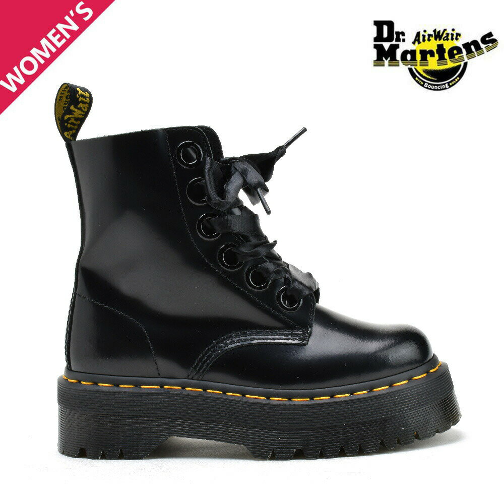 ドクターマーチン ブーツ 6ホール レディース サテンリボン 厚底 ブラック 黒 Dr.Martens MOLLY 6EYE BOOT 【送料無料】