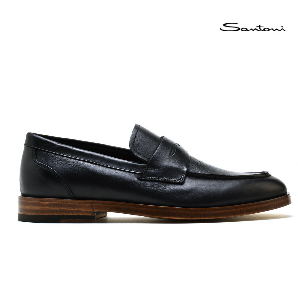 サントーニ ビジネスシューズ メンズ サントーニ Santoni MCOR16301LBINTXXN01 BLACK コインローファー ビジネスシューズ 革靴 ブラック 黒 メンズ【送料無料】