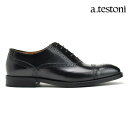 ア テストーニ ビジネスシューズ メンズ ドレスシューズ ストレートチップ ブラック 黒 a.testoni OXFORD CALF【送料無料】