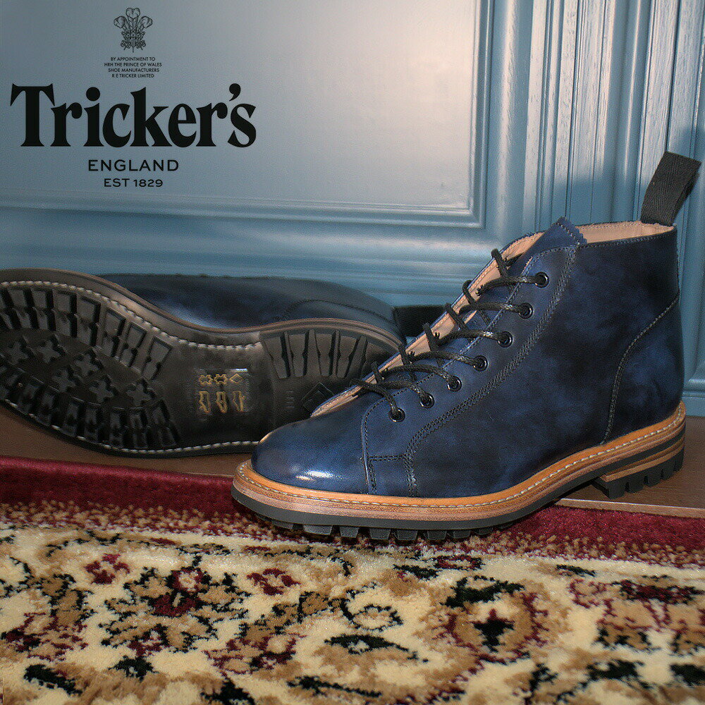 トリッカーズ TRICKER'S モンキーブーツ M6077 イーサン メンズ コマンドソール 7ホールブーツ ネイビー NAVY BLUE MUSEUM LACEUP BOOTS【送料無料】
