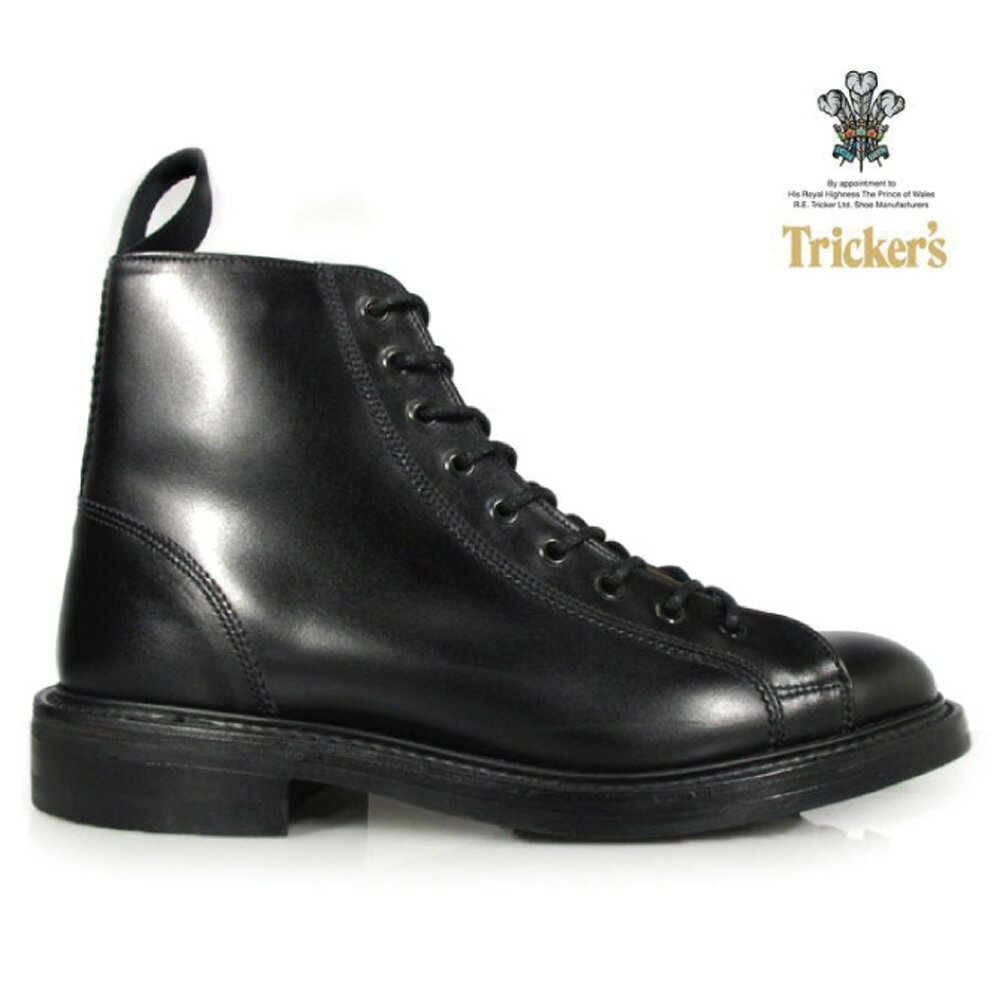 トリッカーズ TRICKER'S M6087 BLACK BOX CALF MONKEY BOOTS LACE UP M6087 ブラック ボックス カーフモンキー ブーツ レースアップ ダイナイトソール カントリー◆【送料無料】