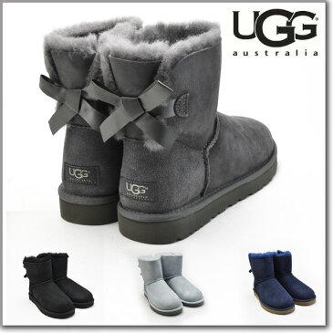 アグ UGG MINI BAILEY BOW 1005062 BLACK GREY ICE NAVY ベイリー バウ ブラック グレー アイス ネイビー シングル リボン シープスキン 羊毛 ムートン ブーツ シューズ レディース【送料無料】