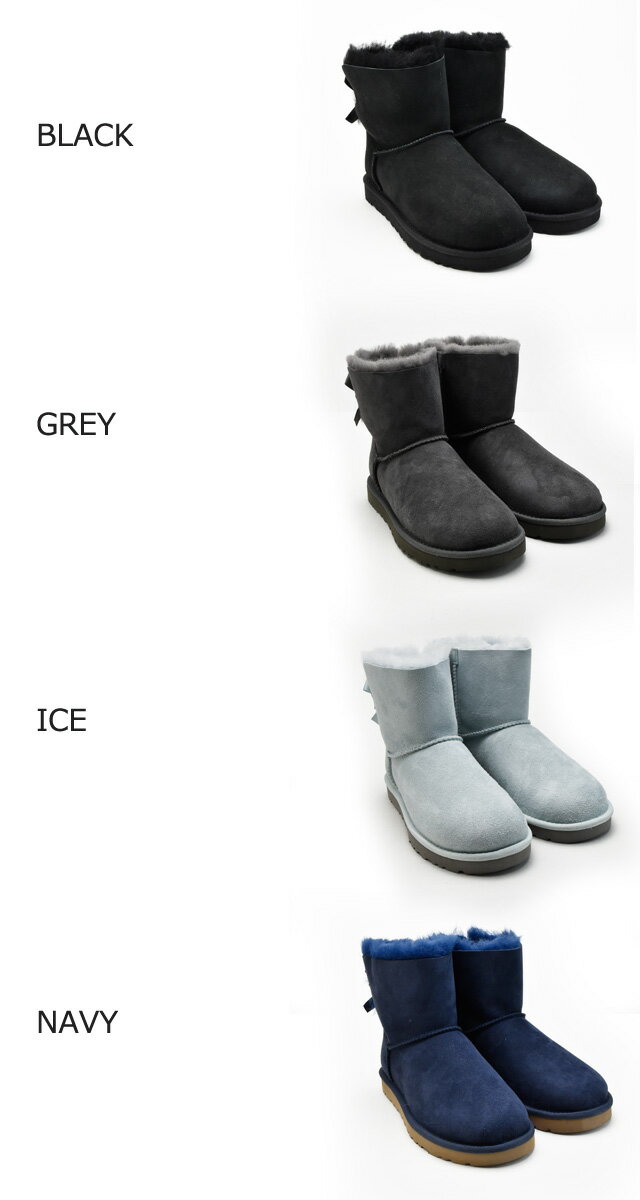 アグ UGG MINI BAILEY BOW 1005062 BLACK GREY ICE NAVY ベイリー バウ ブラック グレー アイス ネイビー シングル リボン シープスキン 羊毛 ムートン ブーツ シューズ レディース【送料無料】