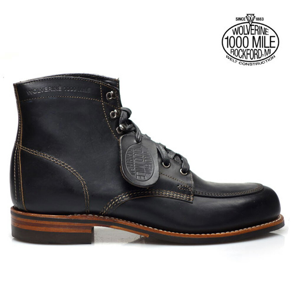 ウルヴァリン WOLVERINE 1000MILE BOOT COURTLAND W00279 MOC TOE BLACK ウルバリン モック トゥ 1000MILE ブーツブラック ビブラムソール コートランド ワークブーツ 【送料無料】