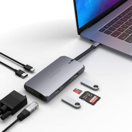 楽天cloudstoreSatechi On-The-Go 9-in-1 USB-Cハブ （スペースグレイ） 4K@60Hz HDMI出力 100W PD充電 VGAモニター出力 イーサネット LAN ポートSD/MicroSDカードリーダー 2*USB-A 5Gbps高速転送 USB-Cデータポート（MacBook Pro, iPad Proなど対応）