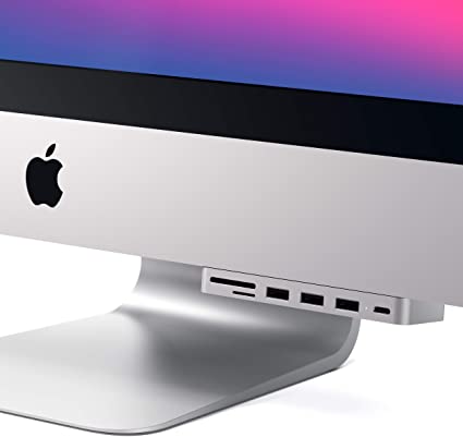 Satechi アルミニウム USB-C クランプハブ Pro (シルバー) (2017/2019/2020 iMac/iMac Pro対応) USB-C データポート, 3xUSB-A 3.0, Micro/SDリーダー (2021 iMacは非対応）