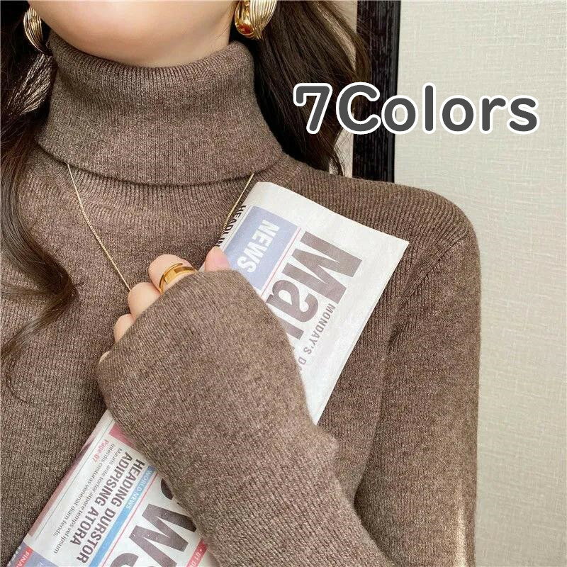 温かいアイデム タートルネック インナー レディーストップス ニット セーター 長袖 ロング ゆったり インナーニット 7色 秋冬 秋冬必須アイテム インナー 薄手トップス Vネック ソフトタッチ 防寒 空調対策のサムネイル