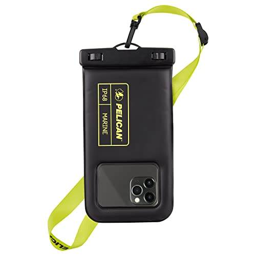 Pelican 防水ポーチ 防水ケース 防塵防水等級 IP68 (最高等級) 水に浮く ネックストラップ付属 汎用 最大 6.5 インチ スマートフォンに対応 ペリカン Marine Waterproof Floating Pouch - Blac