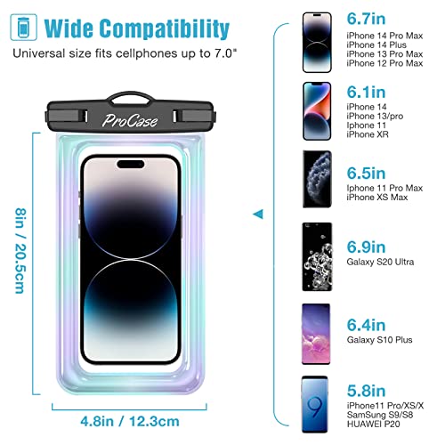 ProCase 2点セット スマホ防水ケース 、 フロート式 ドライバッグ IPX8認定 完全保...