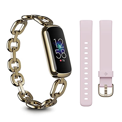 フィットビット スマートウォッチ（売れ筋ランキング） Fitbit Luxe gorjana スペシャルエディション トラッカー パーカーリンクブレスレット + ピオニー クラシックベルト 5日間以上のバッテリーライフ/スマートウォッチ フィットネストラッカー