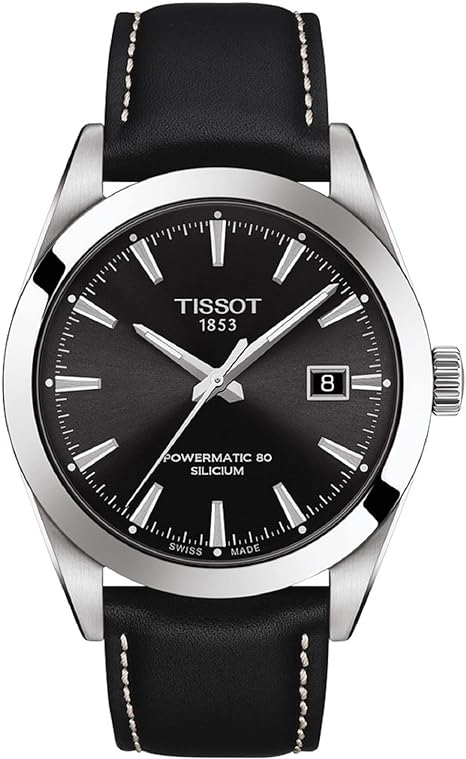 TISSOT(ティソ) 腕時計 メンズ TISSOT ジェントルマン オートマティック パワーマティック80 シリシウム ブラック文字盤 レザーベルト T1274071605100 正規輸入品