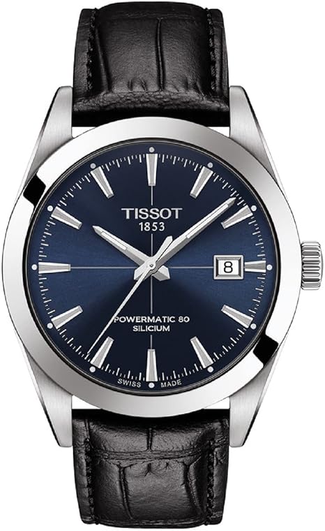 TISSOT(ティソ) 腕時計 メンズ TISSOT ジェントルマン パワーマティック80 シリシウム ブルー文字盤 レザーベルト T1274071604101 正規輸入品