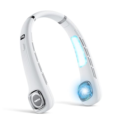 2024新設計 軽くて大風量 ネッククーラー 冷感プレート付 首掛け扇風機 羽なし 携帯扇風機 瞬間冷却 5000mAh大容量バッテリー内蔵 静音設計 5段階風量調整 涼しい マイナスイオン Type-C急速充電 LCD液晶ディスプレイ 16時間連のサムネイル