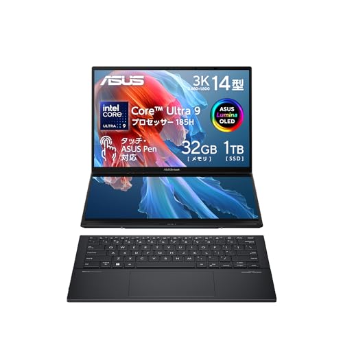 ASUS ノートパソコン Zenbook DUO UX8406MA 14型 インテル Core Ultra 9 185H 32GB SSD1TB MS Office 2021搭載 Windows11 デュアルディスプレイ 有機ELパネル Type-C給