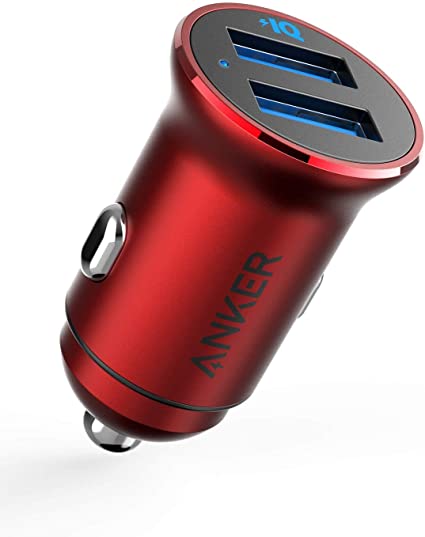 Anker PowerDrive 2 Alloy 24W 2ポートカーチャージャー) PowerIQ搭載 / コンパクトサイズ iPhone、Android、IQOS対応 レッド