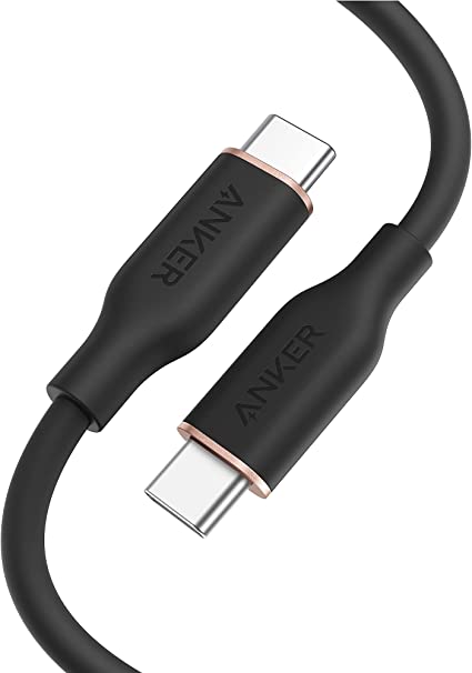 Anker PowerLine III Flow USB-C USB-C ケーブル (0.9m ミッドナイトブラック) Anker絡まないケーブル USB PD対応 シリコン素材採用100W Galaxy iPad Pro MacBook Pro/Air 各種対応