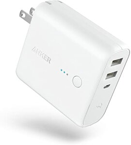 Anker PowerCore Fusion 5000 ホワイト (モバイルバッテリー 搭載 USB充電器 5000mAh) PSE技術基準適合/コンセント 一体型/PowerIQ搭載/折りたたみ式プラグ iPhone iPad Android各種対応