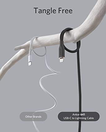Anker PowerLine Flow USB-C ライトニング ケーブル(1.8m ミッドナイトブラック) MFi認証 Anker絡まないケーブル USB PD対応 シリコン素材採用 iPhone 14 / 13 / 13 mini / 13 Pro / 13 Pro Max / 12