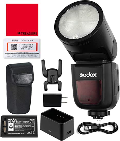 日本正規代理店/技適マーク Godox V1-C CANON対応 フラッシュ ストロボ 76WS 2.4G TTL ラウンドヘッド 1/8000 HSS 1年保証/日本語説明書/クロス/セット品 (V1C)