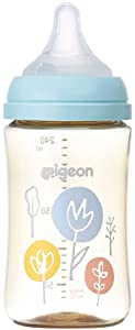 ピジョン 母乳実感 哺乳びん Flower フラワー 240ml 3か月~ PPSU製 水色