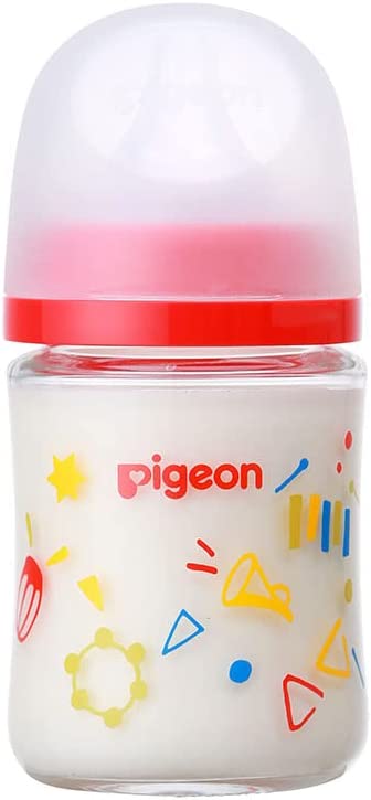 ピジョン 母乳実感 哺乳びん Music ミュージック 160ml 0か月~ 耐熱ガラス製 赤