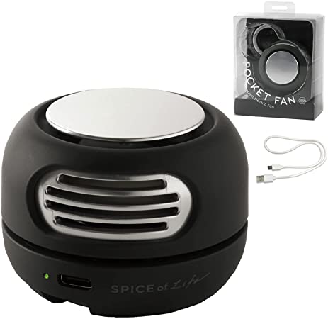 SPICE OF LIFE(スパイス) 小型扇風機 ポケットファン モスブラック シロッコファン カラビナ付き ミニ扇風機 DFHD227BK 直径6.4cm 高さ4.6cm