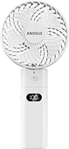 ANSOLO 携帯扇風機 ハンディファン 充電式 手持ち扇風機 小型 ミニ LEDディスプレイ 大容量5200mAh 折りたたみスタンド機能 5階段風量調節 最大20時間稼働 卓上扇風機 usb扇風機 強力 省エネ 静音 熱中症対策 オフィス アウトド
