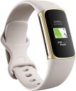 フィットビット スマートウォッチ メンズ Suica対応 Fitbit Charge 5 トラッカー ルナホワイト/ソフトゴールド 最大7日間のバッテリーライフ/GPS搭載/スマートウォッチ