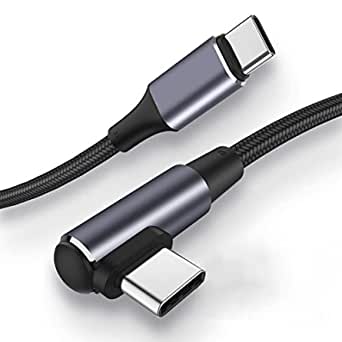 USB Type C ケーブル L字 2M 100W/5A PD対応 QC 4.0急速充電 高速データ転送 高耐久ナイロン編み Type c to Type c タイプC 充電ケーブル MacBook Pro、iPad Pro/Air、iPad min