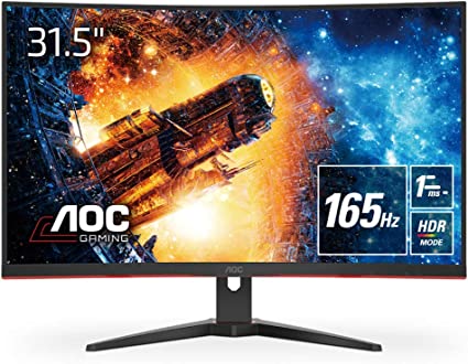 AOC ゲーミング液晶モニター C32G2E/11 (31.5インチ/フルHD/VA/曲面/HDMI/DisplayPort/165Hz/応答速度1ms/HDRエフェクトモード/FreeSync Premium/フリッカーフリー/ローブルーモード)