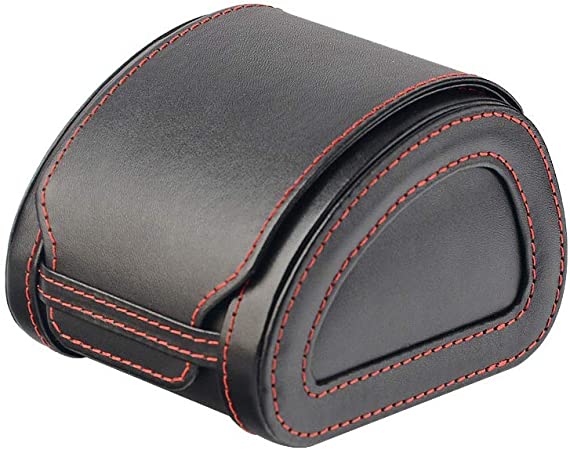 Whatna 本革 時計ケース 1本 腕時計 収納ボックス インタリア用 高 級 厚手レザー 防水 耐衝撃 収納ケース時計携帯 旅行 出張 持運び ブラウン 黒 (1530-15黒)