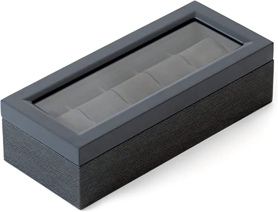 Rakuten - Case Elegance(ケースエレガンス) 時計ケース コレクションケース 腕時計 ケース オーガナイザー ガラス天板 木製 無垢材 ヘリンボーン ビーガンレザー 5本収納