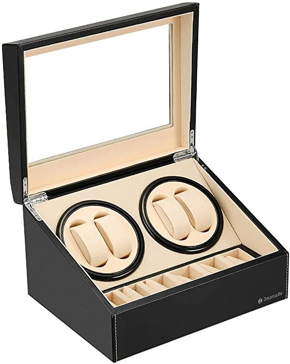 ワインディングマシーン 4本巻き+6本収納 ウォッチワインダー 自動巻き時計ワインディングマシーン 日..