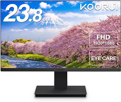 KOORUI ˥ 23.8 24N1A ǥץ쥤 VA sRGB 99% եHD 75Hz ֥롼饤ȷڸ եåե꡼ VESAб ե졼쥹 HDMI 1.4/VGA (ԡ)