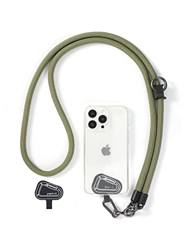 project-cb ストラップ スマホストラップ ストラップホルダー 首掛け 斜めがけ アウトドア 落下防止 (グリンー)