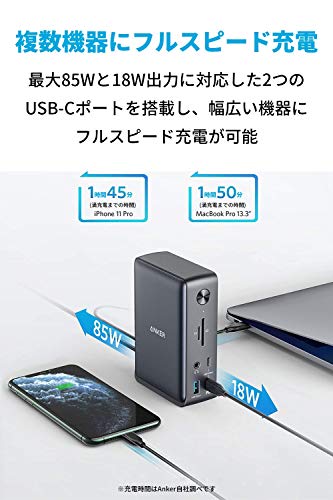 Anker PowerExpand 13-in-1 USB-C Dock �ɥå��󥰥��ơ������ 85W���� 4K�б� HDMI�ݡ��� 1Gbps �������ͥåȥݡ��� 3.5mm �����ǥ�������å� USB-A�ݡ��� USB-C�ݡ��� microSD