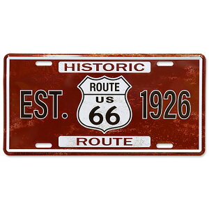ライセンスプレート EST.Route 66 1926 ルート66 ナンバープレート型看板 縦15.5×横30.5cm アルミ製 アメリカ雑貨 アメリカン雑貨