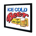 鏡 パブサインミラー ガレージミラー ICE COLD BEER #266662 サイズ：33×38.5cm パブミラー スクリーンプリント 壁面ディスプレー アメリカ雑貨