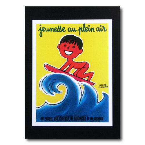 ハワイアンポスター サーフィンシリーズ N-47 「Jeunesse au plein air」 サイズ：28.5×21.5cm アメリカ雑貨 アメリカン雑貨