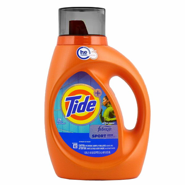 洗濯洗剤 Tide タイド 液体 プラスファブリーズ スポーツ He アクティブフレッシュ 1.36L 1360ml 46fl oz 消臭 P&G 洗濯用洗剤 輸入洗剤 日用品 アメリカ製 アメリカ雑貨