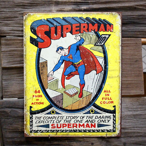 Rakuten - メタルサイン 「スーパーマン #1 Cover」 #1968 Superman ブリキ看板 アメコミ アメリカ雑貨 アメリカン雑貨