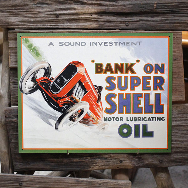 メタルサイン 「シェル Bank On」 #2016 Shell ブリキ看板 モーターオイル アメリカ雑貨 アメリカン雑貨