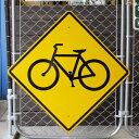 トラフィックサイン「Bicycle」(自転車注意) 縦76×横76cm 道路標識 新品 アメリカ製